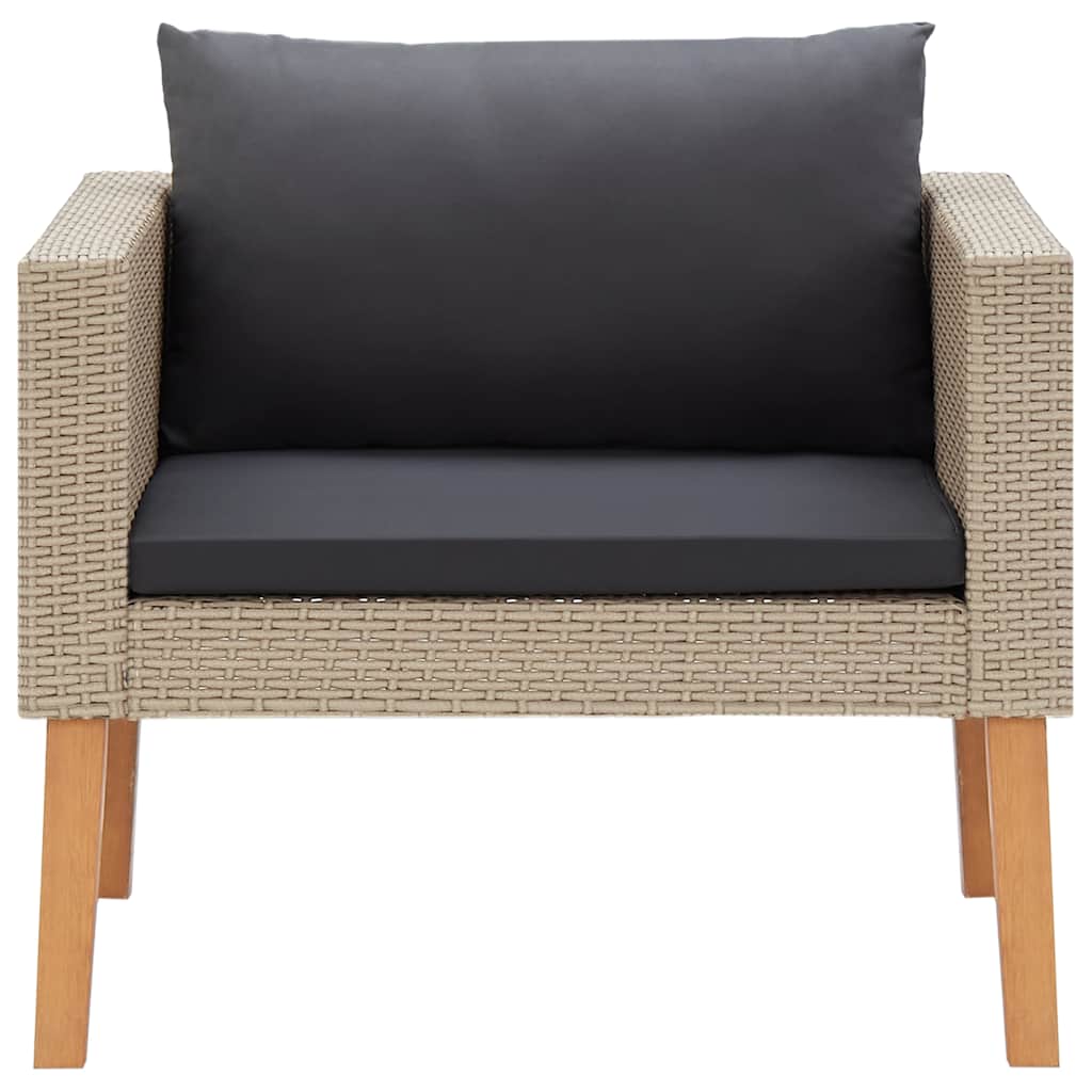 1-Sitzer-Gartensofa mit Auflagen Poly Rattan Beige