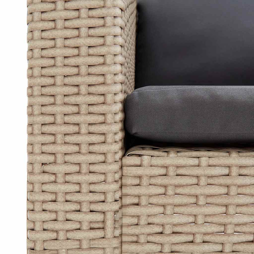 1-Sitzer-Gartensofa mit Auflagen Poly Rattan Beige