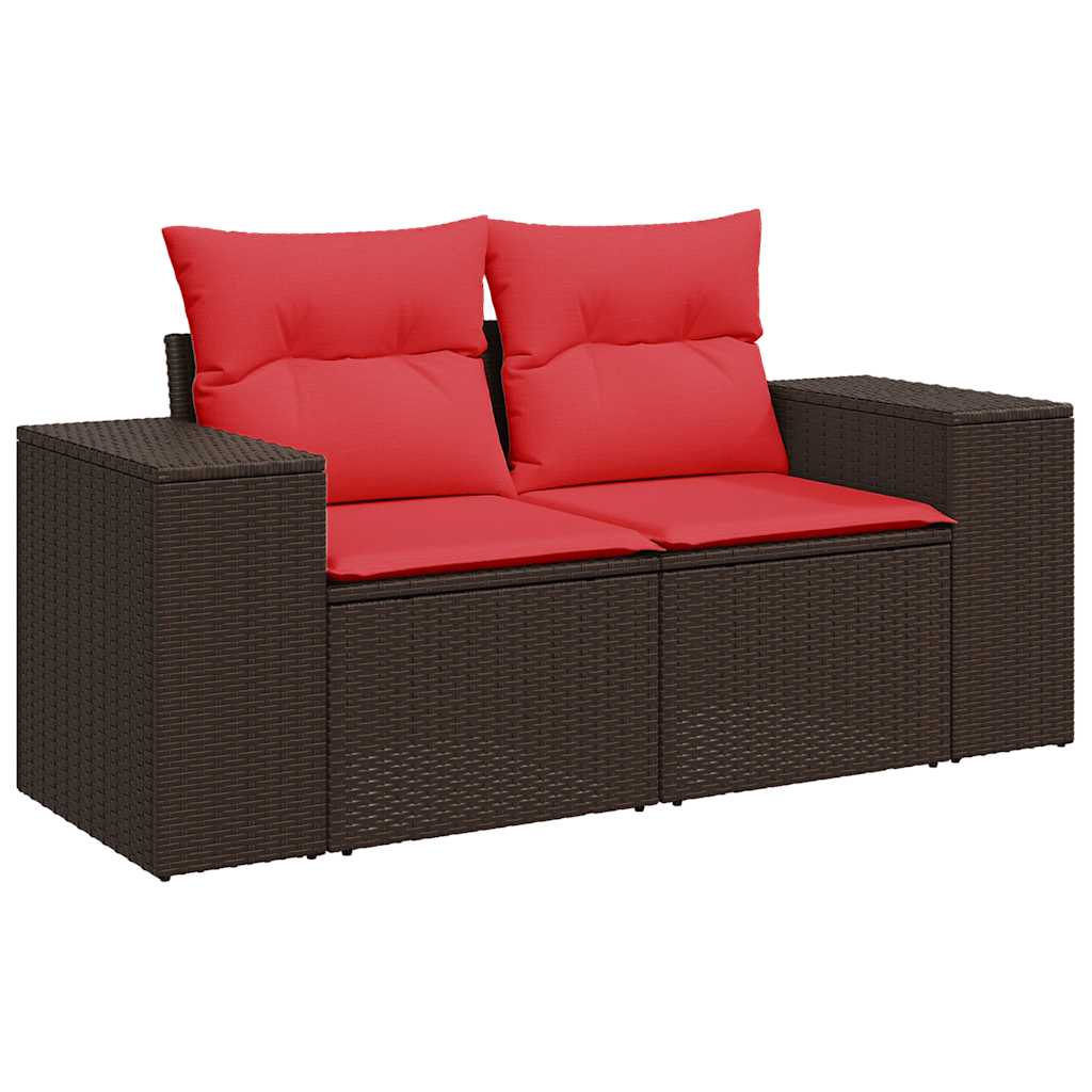 10-teiliges Gartensofa-Set mit Kissen, braun, Polyrattan