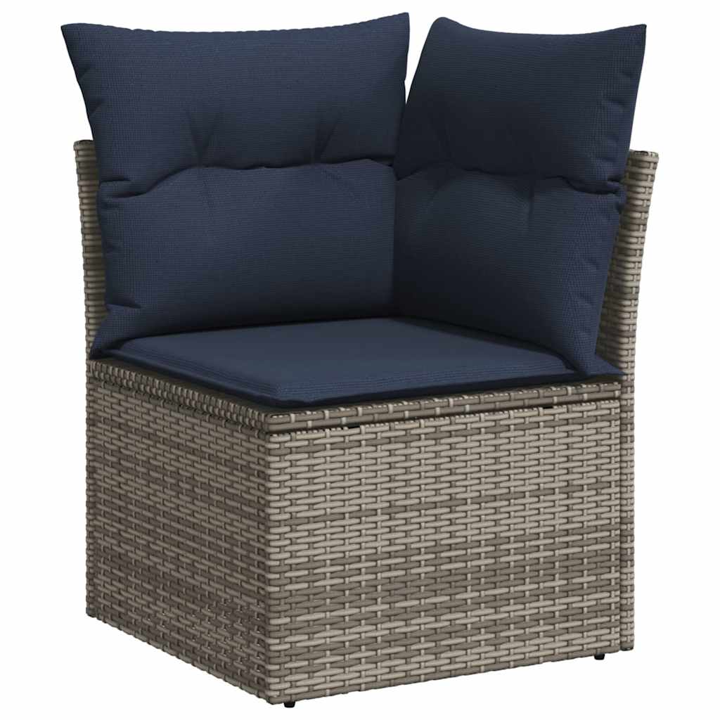 10-teiliges Gartensofa-Set mit Kissen, grau, Polyrattan