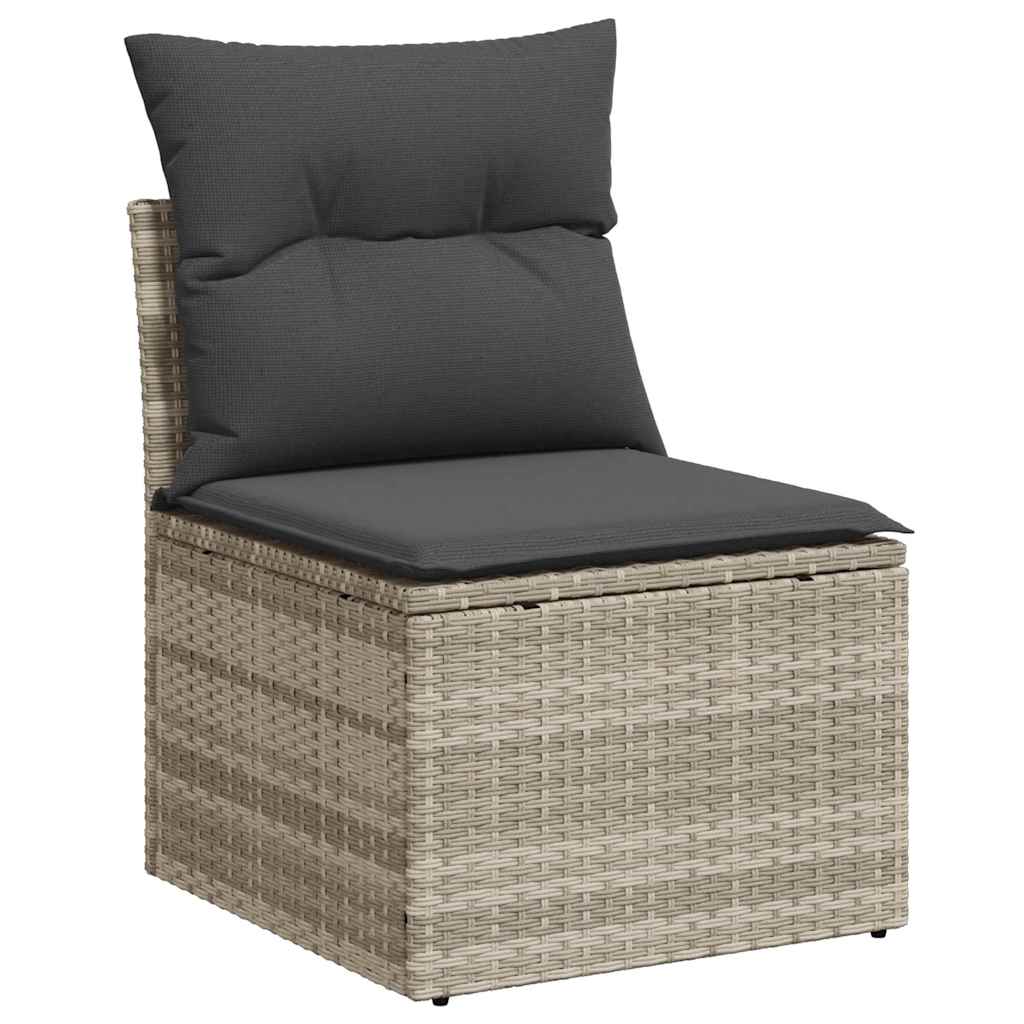 10 Teile Garten Sofa Set mit Kissen Grau Poly Rattan