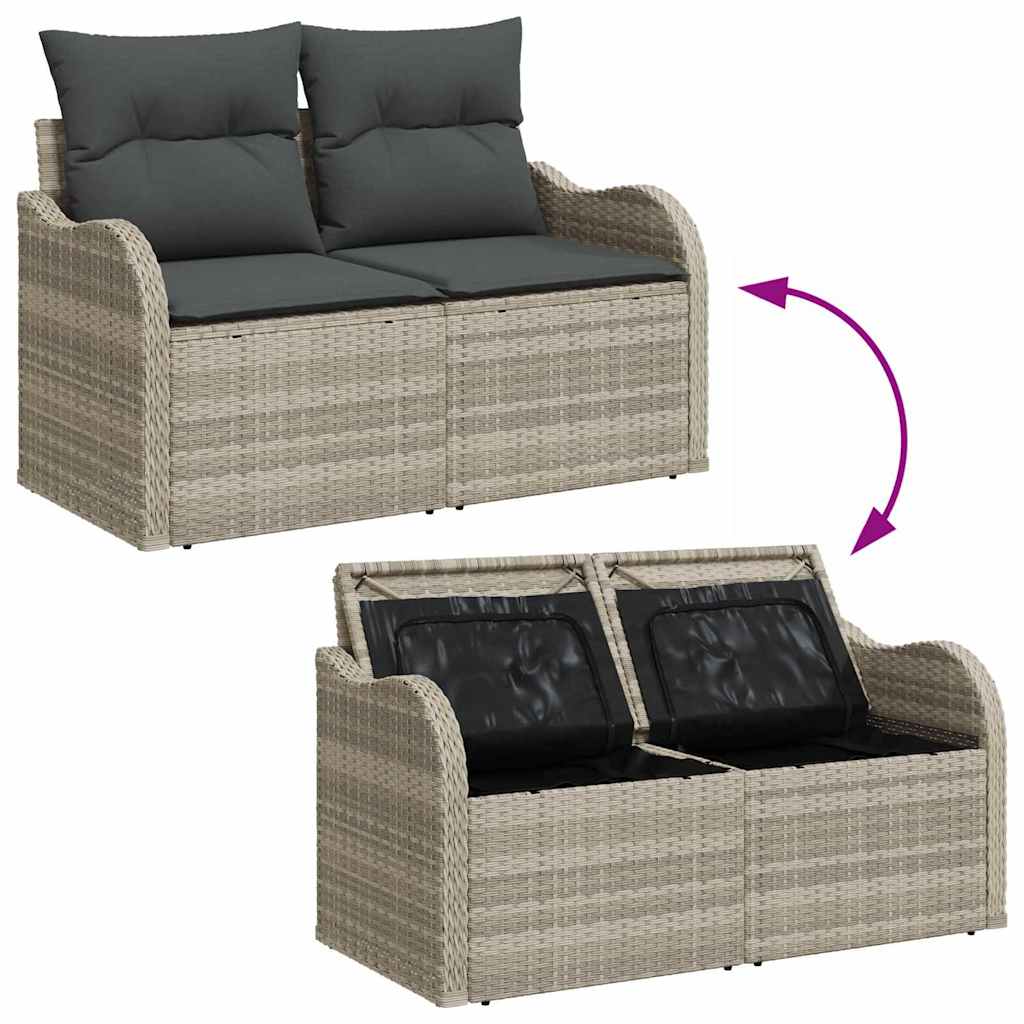 10 Teile Garten Sofa Set mit Kissen Grau Poly Rattan