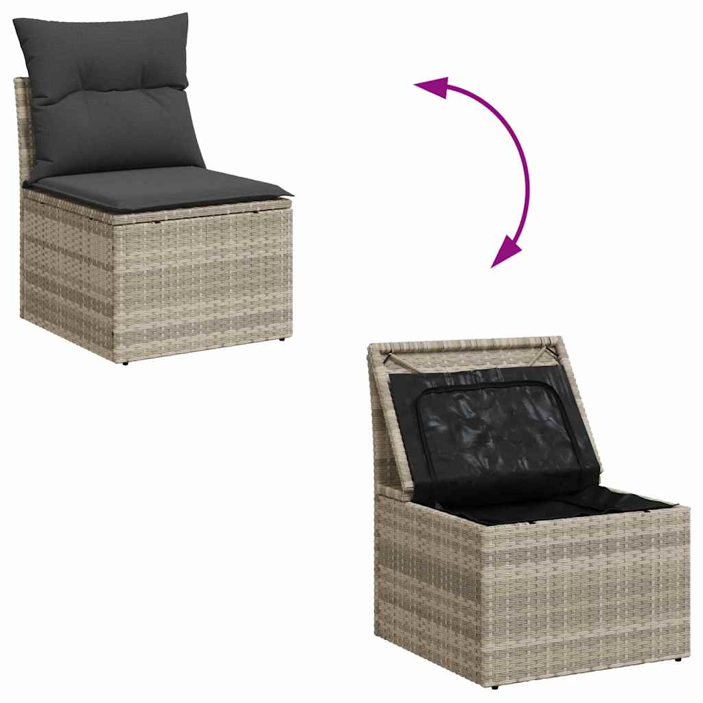 10 Teile Garten Sofa Set mit Kissen Grau Poly Rattan