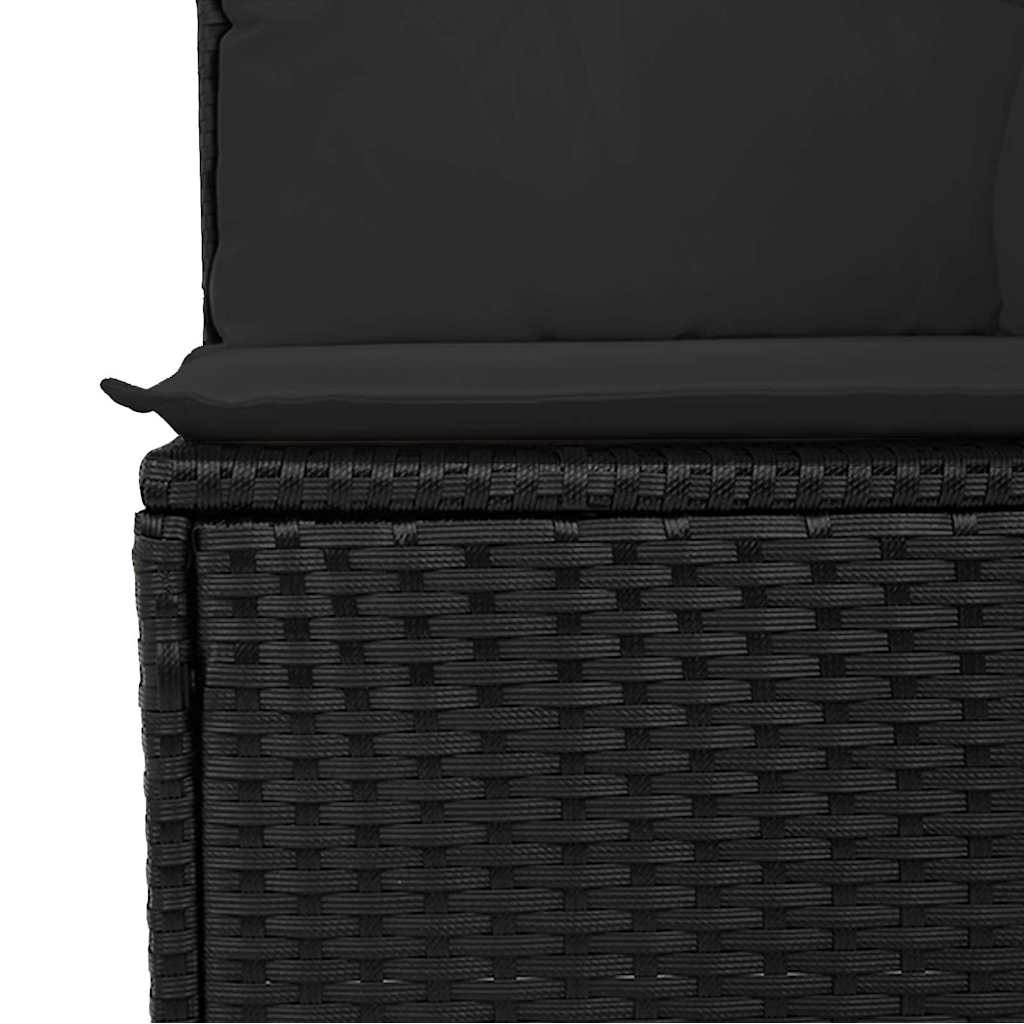 10 Teile Garten Sofa Set mit Kissen Schwarz Poly Rattan Akazie