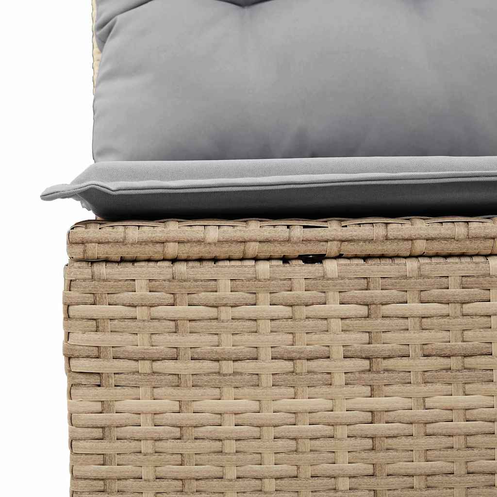 10 teiliges Garten Sofa Set mit Kissen Beige Poly Rattan Akazie