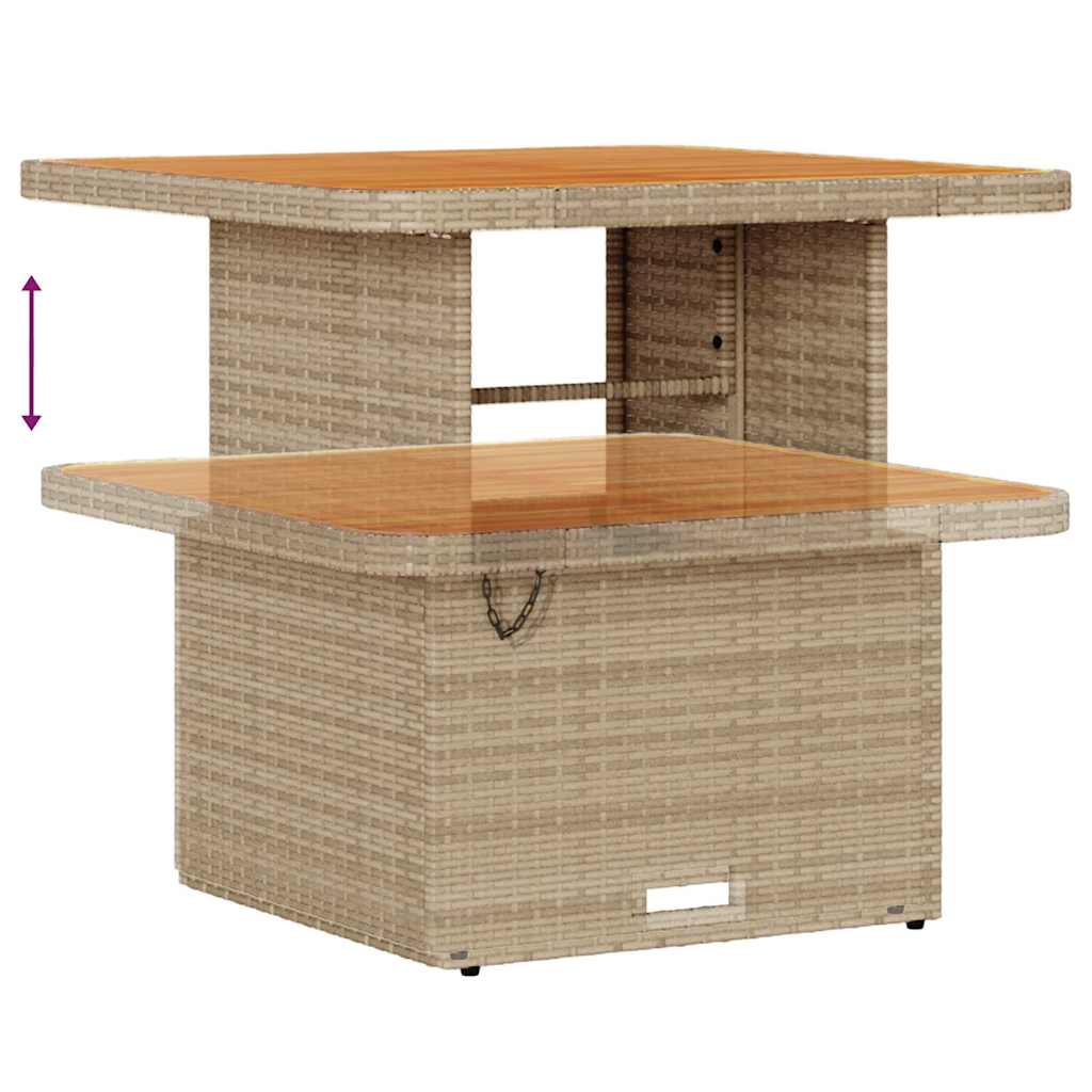 10 teiliges Garten Sofa Set mit Kissen Beige Poly Rattan Akazie