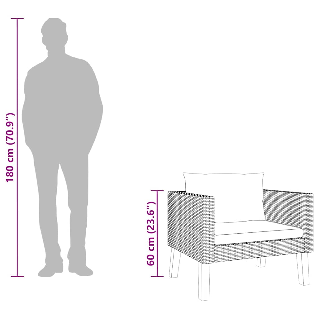 1-Sitzer-Gartensofa mit Auflagen Poly Rattan Schwarz