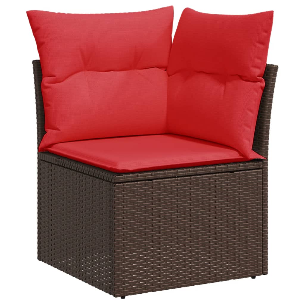 10-teiliges Gartensofa-Set mit Kissen, braun, Polyrattan