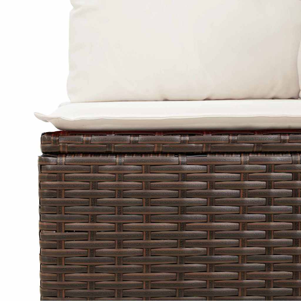 10-teilige Garten Sofa Set mit Kissen Braun Poly Rattan