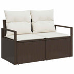 10-teilige Garten Sofa Set mit Kissen Braun Poly Rattan