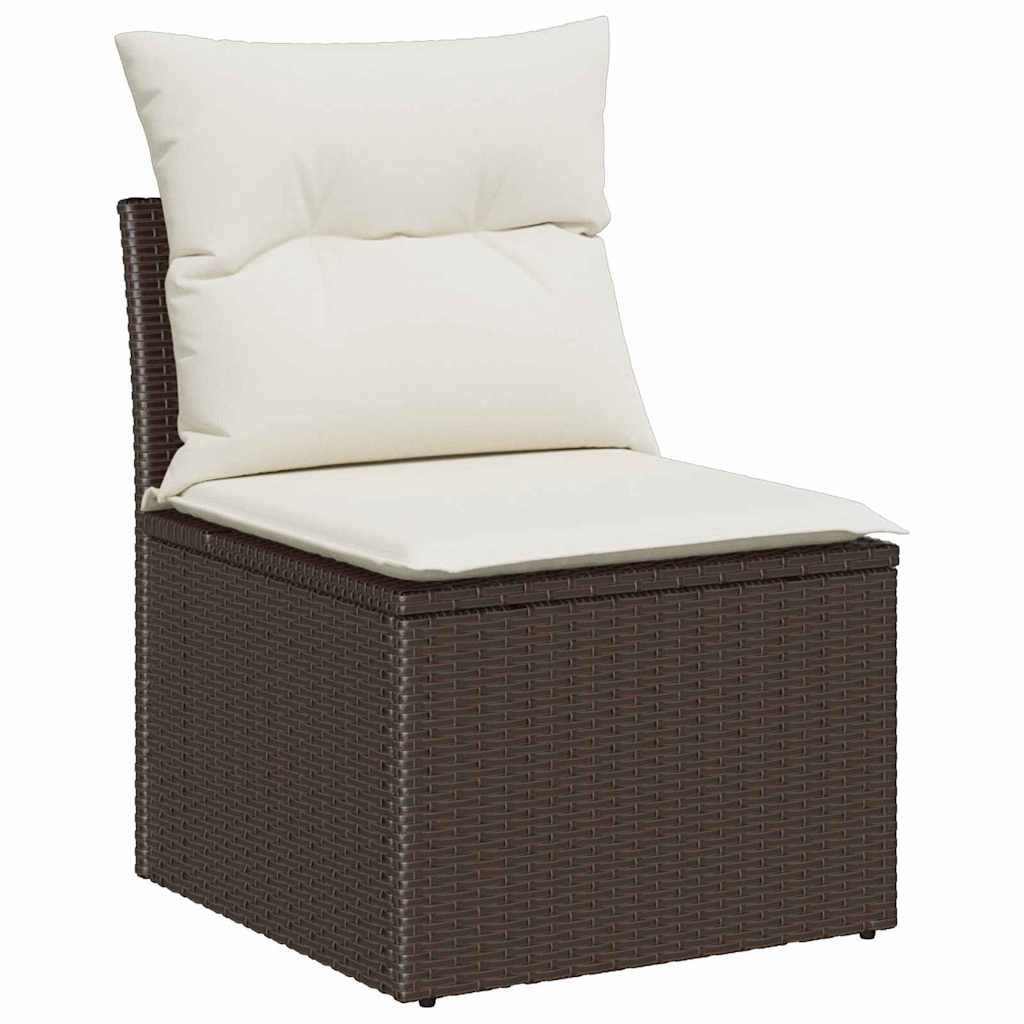10-teilige Garten Sofa Set mit Kissen Braun Poly Rattan