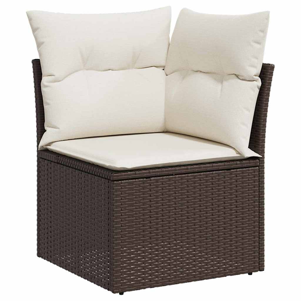 10-teilige Garten Sofa Set mit Kissen Braun Poly Rattan