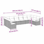 10-teilige Garten Sofa Set mit Kissen Braun Poly Rattan