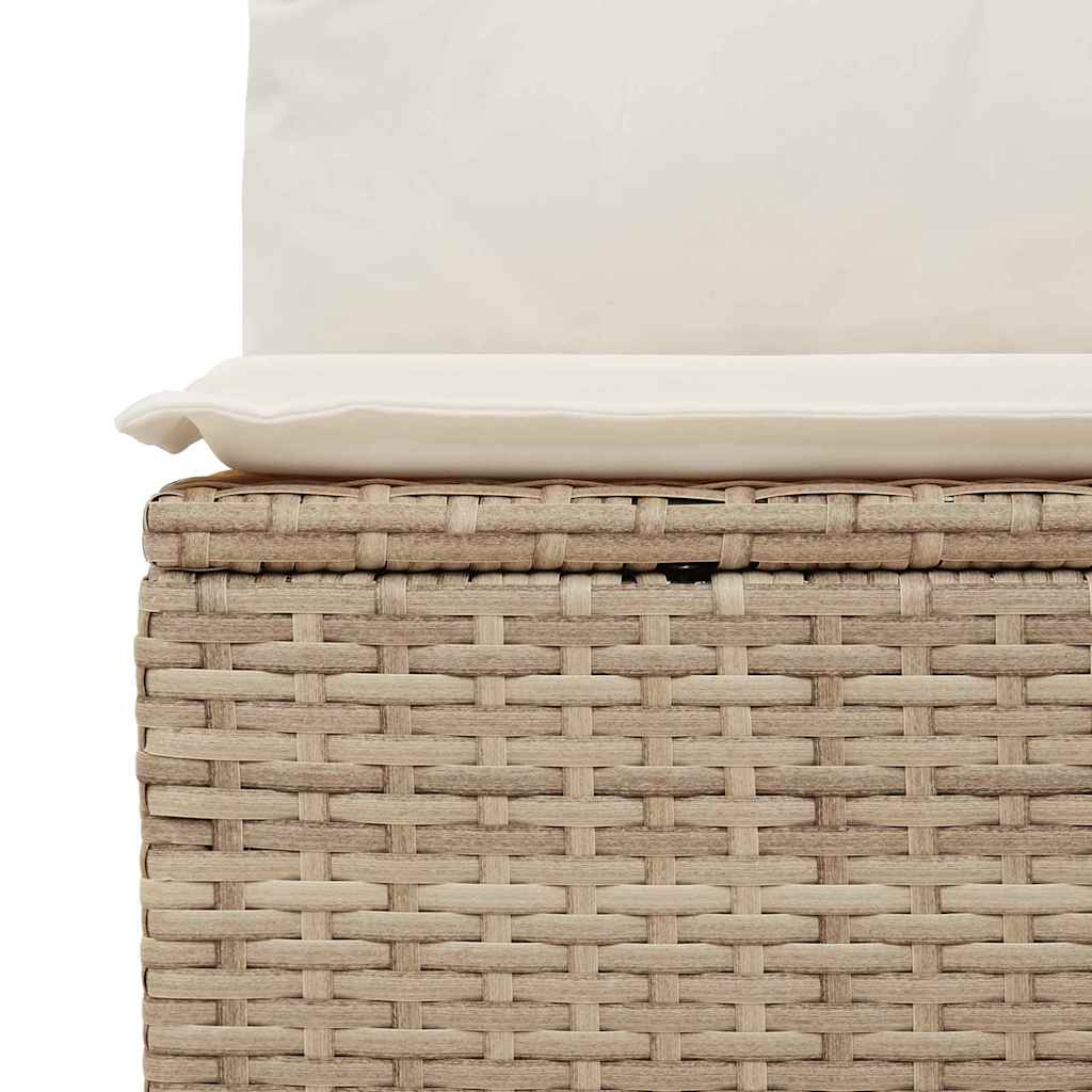10-teilige Garten Sofa Set mit Kissen Beige Poly Rattan