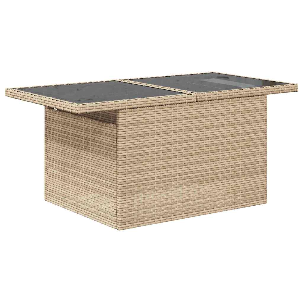 10-teilige Garten Sofa Set mit Kissen Beige Poly Rattan