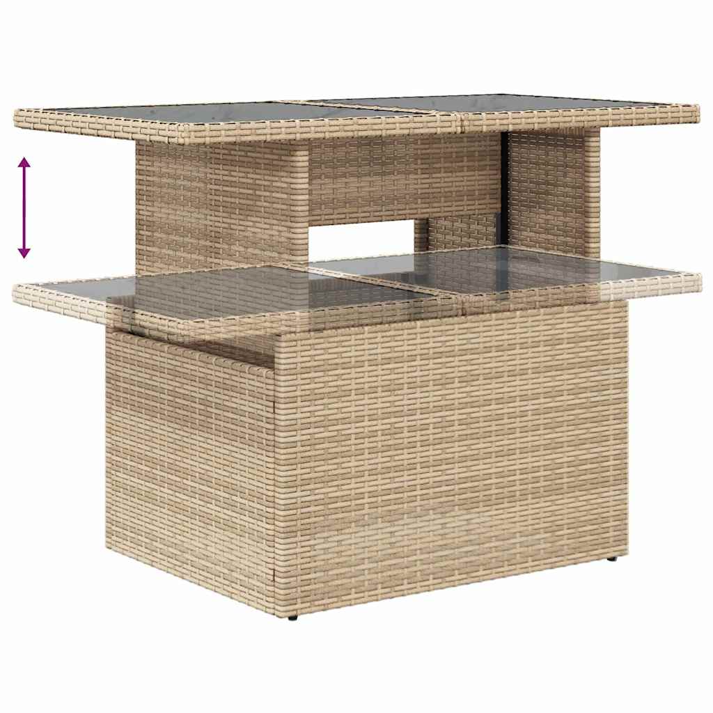 10-teilige Garten Sofa Set mit Kissen Beige Poly Rattan
