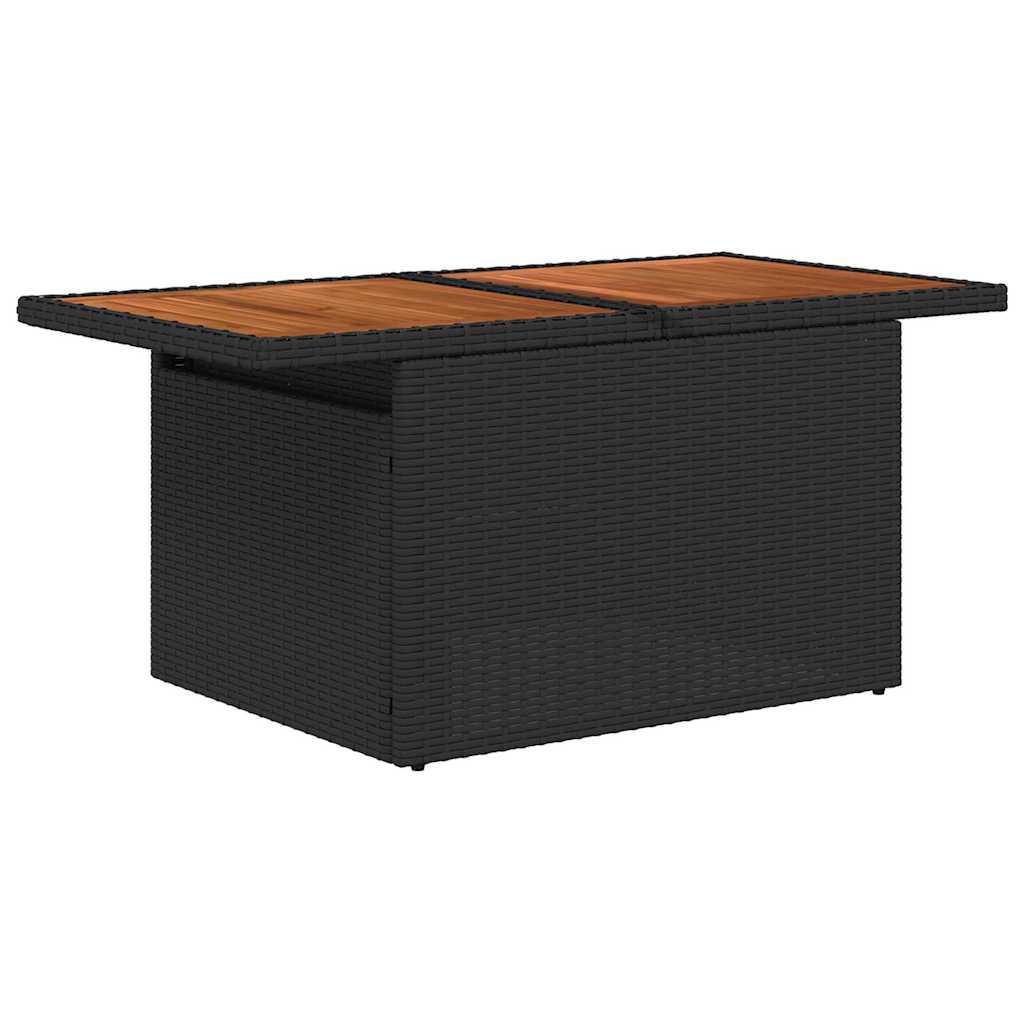 10-teilige Garten Essgruppe mit Kissen Schwarz Poly Rattan Akazie