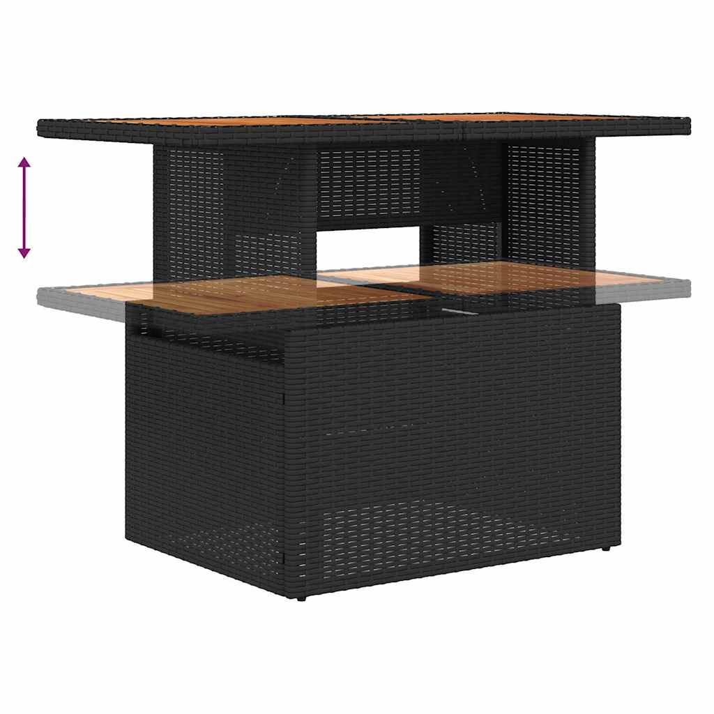 10-teilige Garten Essgruppe mit Kissen Schwarz Poly Rattan Akazie