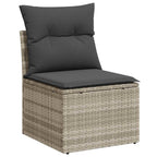 10 Teile Garten Sofa Set mit Kissen Grau Poly Rattan