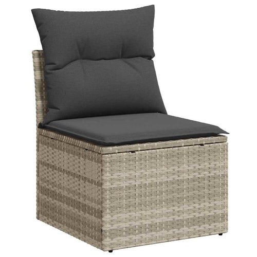 10 Teile Garten Sofa Set mit Kissen Grau Poly Rattan