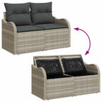10 Teile Garten Sofa Set mit Kissen Grau Poly Rattan
