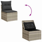 10 Teile Garten Sofa Set mit Kissen Grau Poly Rattan