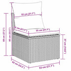 10 Teile Garten Sofa Set mit Kissen Grau Poly Rattan