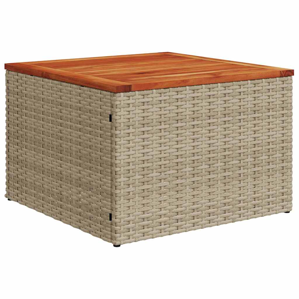 10-teilige Garten Sofa Set mit Kissen Beige Poly Rattan Akazie