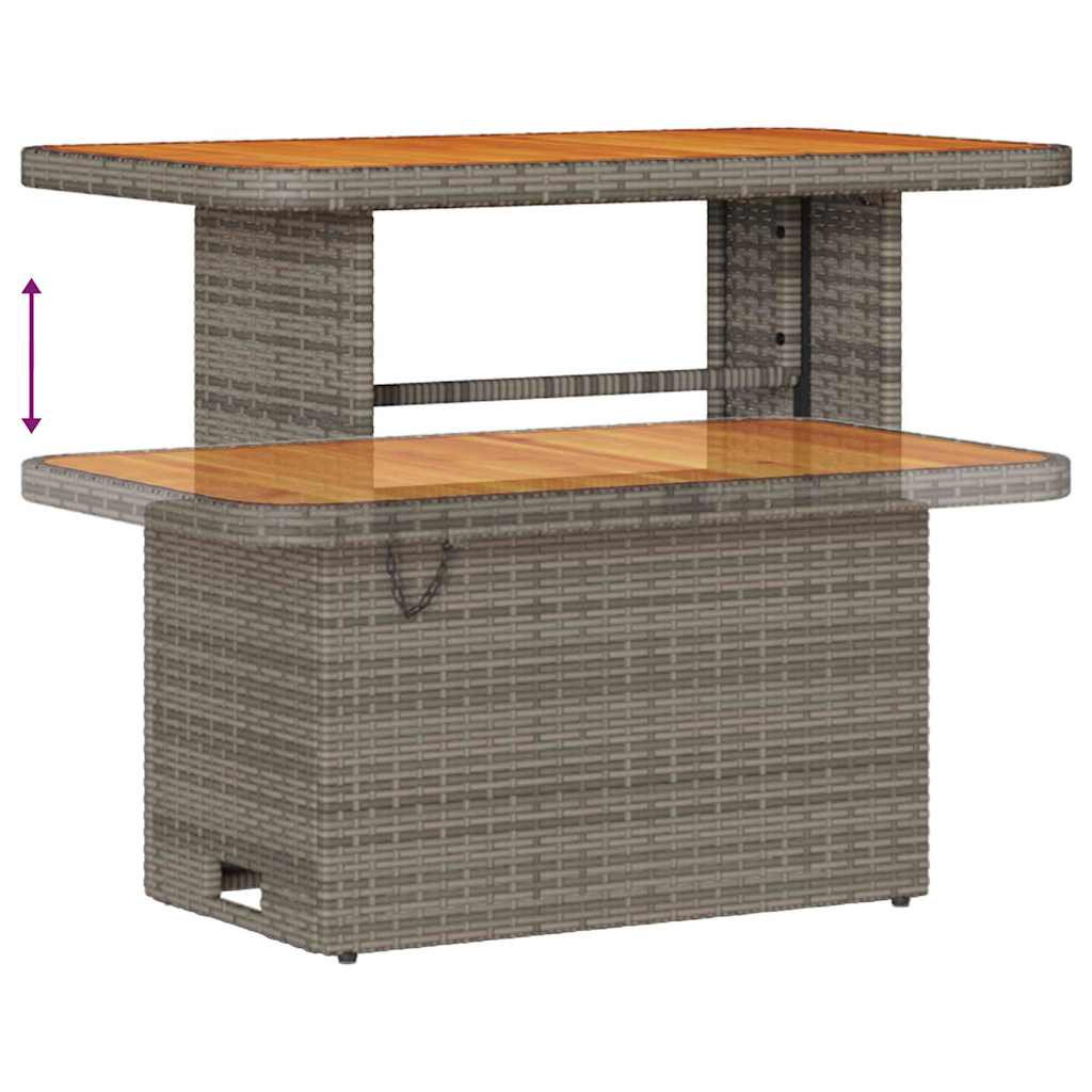 10 teiliges Garten Sofa Set mit Kissen Grau Poly Rattan Akazie