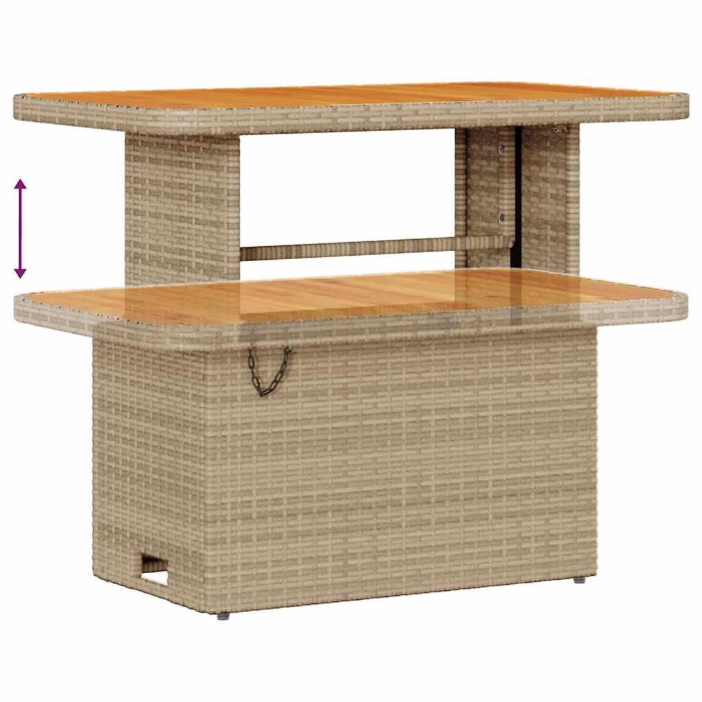10-teilige Garten Sofa Set mit Kissen Beige Poly Rattan Akazie